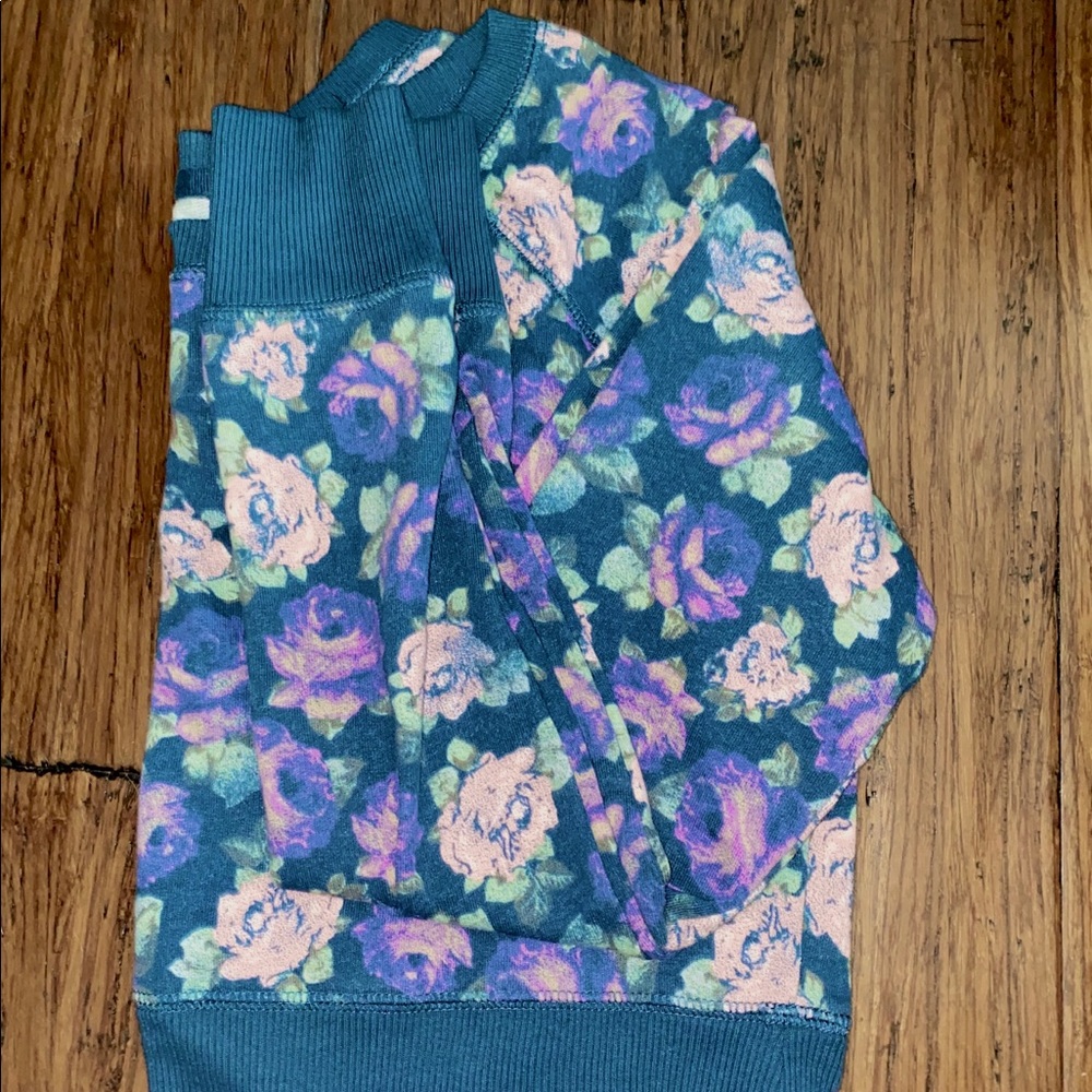 Floral Print Long Sleeve Sweater Crop Top